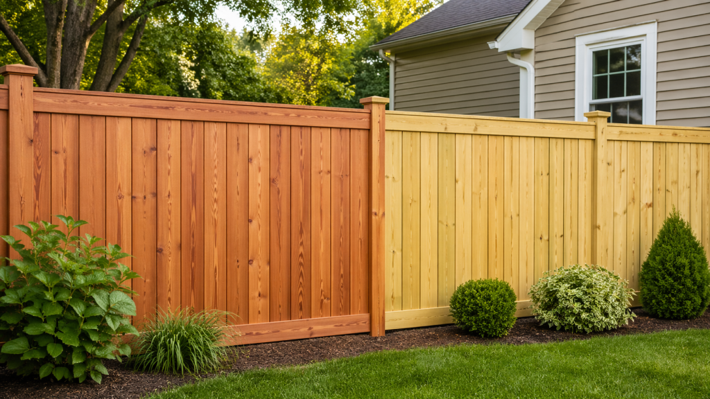 Cedar and pine wood fence installation options at a home in Yorktown Heights, NY