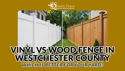 Vinyl and wood fence comparison in a Westchester County backyard